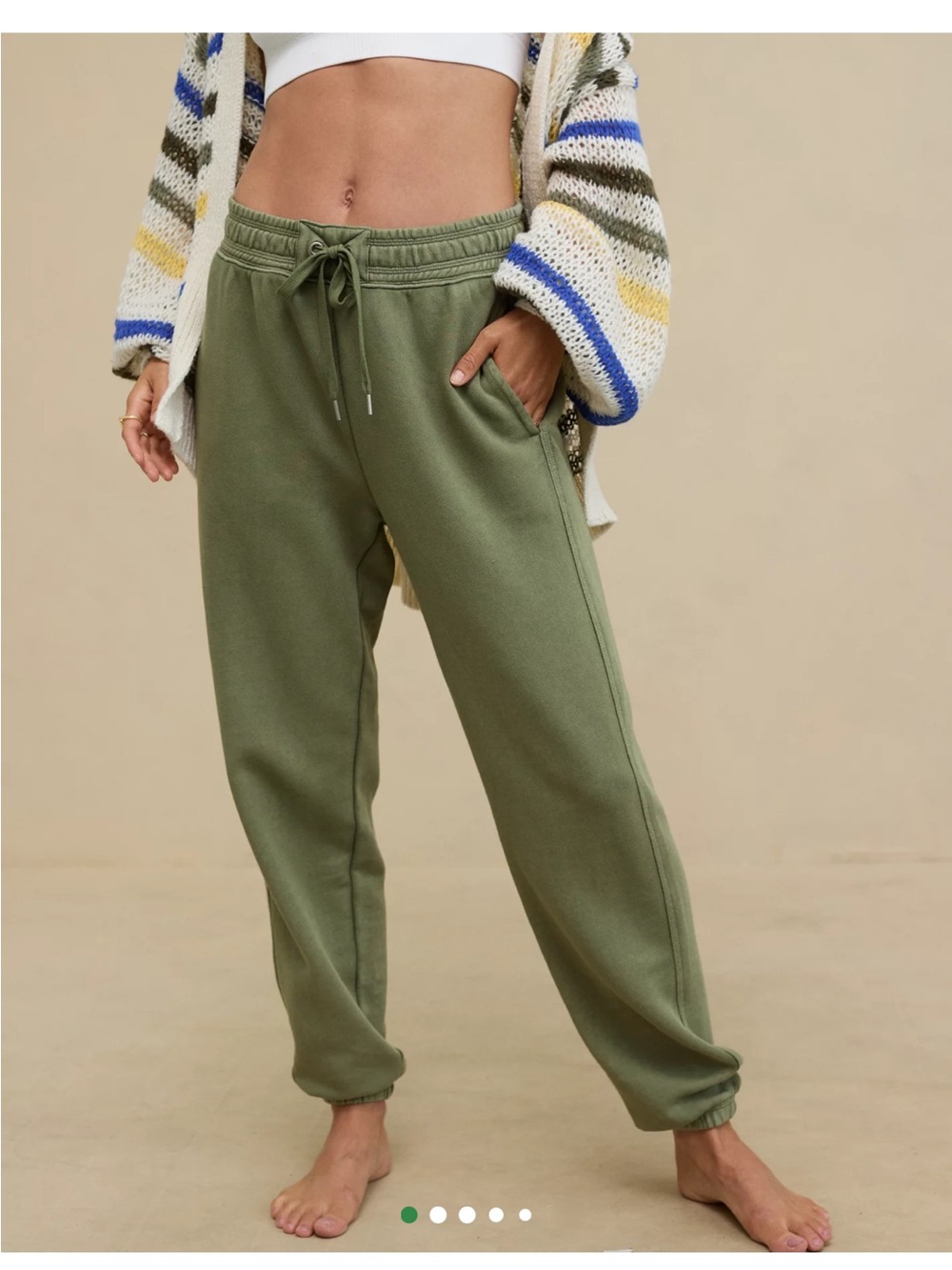 Aerie Big Chill Jogger Army Green - Sweat Pants - Woman's XS